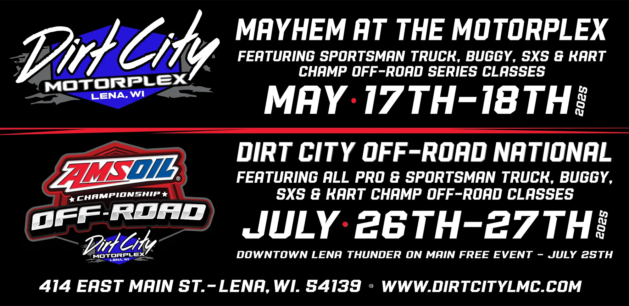 Dirt City 2025 events banner